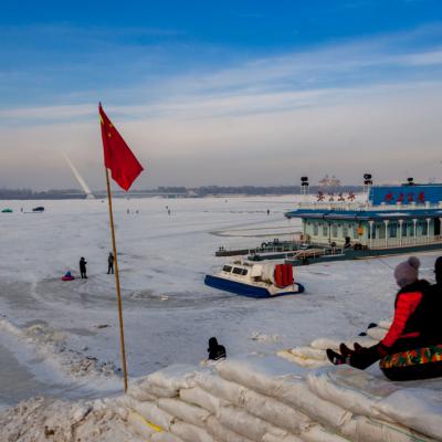 China Harbin Songhua river winter